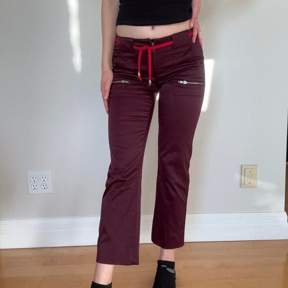 Y2K Liquid X Burgundy Low-rise Pants - Picture 4 of 8